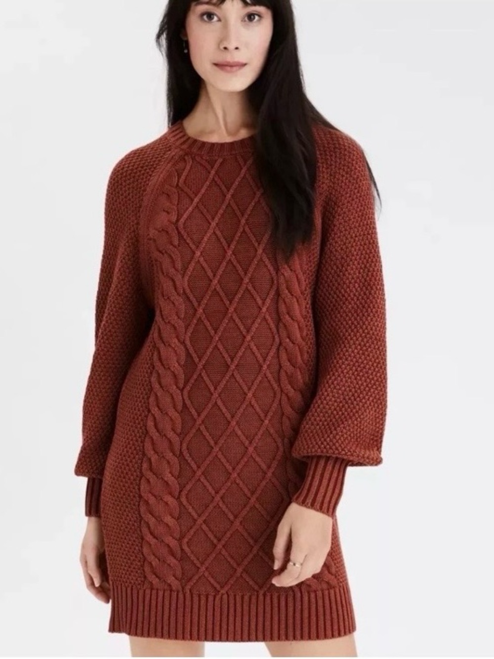 American Eagle Outfitters Rust Cable Knit Sweater